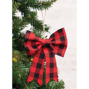 Red & Black Buffalo Check Bow Clip Ornament