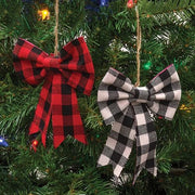 Black & White Buffalo Check Bow Clip Ornament