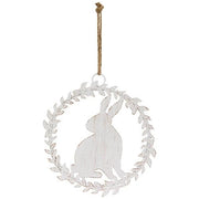 Shabby Chic Metal Hanging Bunny in Wreath