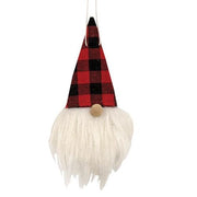 Mini Gnome Head Ornament with Red & Black Buffalo Check Hat