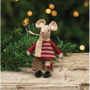 Little Boy Patches Mouse in Clogs & Holiday Sweater