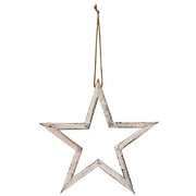 Distressed White Wooden Frame Hanging Star - 10"