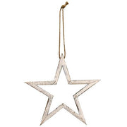 Distressed White Wooden Frame Hanging Star - 8"