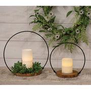 Wood & Iron Halo Candle Holders (Set of 2)