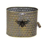 Metal Oval Honeycomb Bee Buckets with Handles (Set of 2)