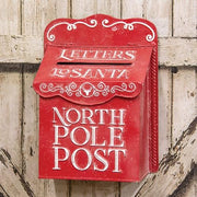 Distressed Red Metal North Pole Post Box