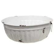 Distressed White Metal Bowls with Handles (Set of 3)