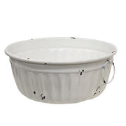 Distressed White Metal Bowls with Handles (Set of 3)