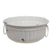 Distressed White Metal Bowls with Handles (Set of 3)