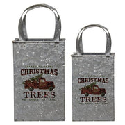 Christmas Trees Metal Totes (Set of 2)