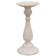 White Textured Pedestal Taper or Pillar Holder - 9"