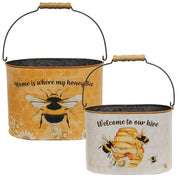 Honey Bee Oval Buckets (Set of 2)