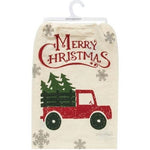 Merry Christmas Truck Dish Towel