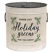 Holiday Greens Distressed Metal Pails (Set of 2)