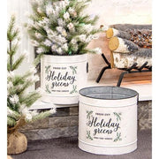 Holiday Greens Distressed Metal Pails (Set of 2)