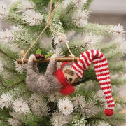 Felted Sloth with Branch Ornament