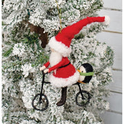 Felted Santa with Bicycle Ornament