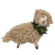 Small Felted Lamb with Green Collar Ornament