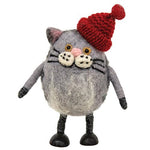 Felted Cat with Red Hat Ornament