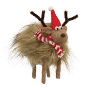 Large Fuzzy Reindeer Felted Ornament