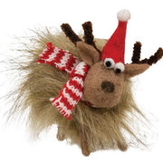 Small Fuzzy Reindeer Felted Ornament