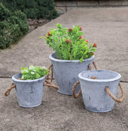 Cement Planter With Jute Handles, Medium