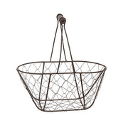 Chicken Wire Oval Basket with Handle