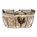 Fabric Lined Chicken Wire Rooster Picnic Basket