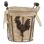 Fabric Lined Chicken Wire Rooster Bucket