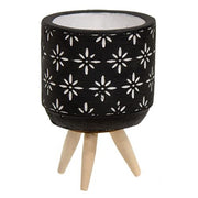 Mini Black Starburst Boho Planter on Stand