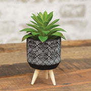 Mini Black Flower Boho Planter on Stand