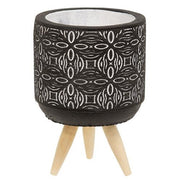 Mini Black Flower Boho Planter on Stand