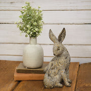 Patina Carved Look Resin Mama and Baby Bunny Figurine