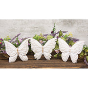 Distressed White Resin Butterfly Shelf Sitter  (3 Count Assortment)