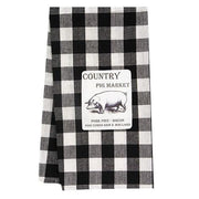 Country Pig Market Black & White Buffalo Check Dish Towel