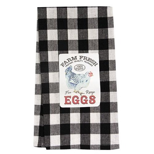 Farm Fresh Eggs Black & White Buffalo Check Dish Towel – Farmhouse Market  Finds