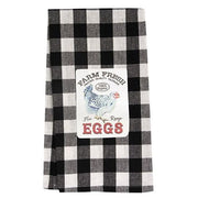 Farm Fresh Eggs Black & White Buffalo Check Dish Towel