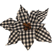 Black/Wht Plaid Poinsettia Clip Ornament