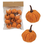 Orange Burlap Pumpkins - 1.5" (12 Pack)