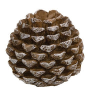 Snowy Resin Small Pinecone Taper Holder