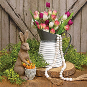 Standing Resin Bunny With Carrot Basket