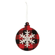 Red/Black Plaid Snowflake Ornament Ball