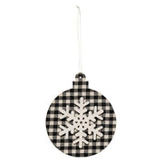 Black/White Plaid Snowflake Ornament Ball