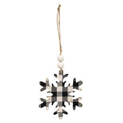 Black & White Buffalo Check Snowflake Beaded Ornament