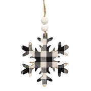 Black & White Buffalo Check Snowflake Beaded Ornament