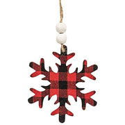 Red & Black Buffalo Check Snowflake Beaded Ornament