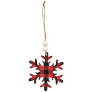 Red & Black Buffalo Check Snowflake Beaded Ornament
