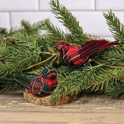 Christmas Plaid Bird Clip Ornament  (2 Count Assortment)