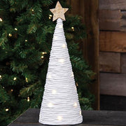 White Yarn Christmas Tree with LED Lights - Large