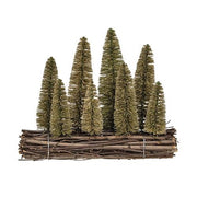 Bottle Brush Christmas Trees on Wooden Log